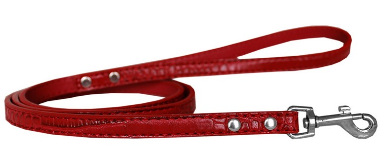 Plain Croc Leash Red 1/2'' wide x 6' long